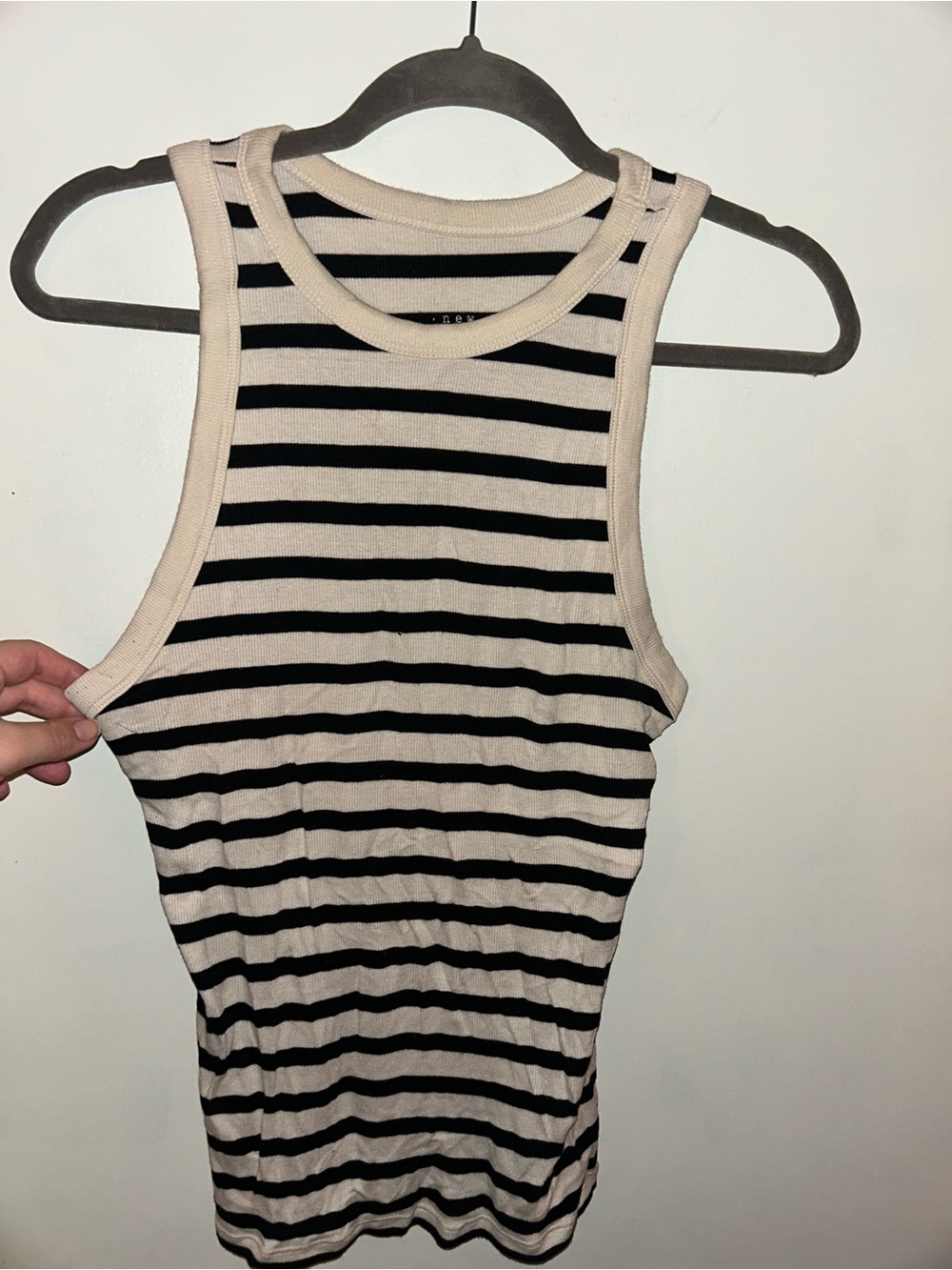 a new day Striped Ribbed Tank Top in Cream and Black